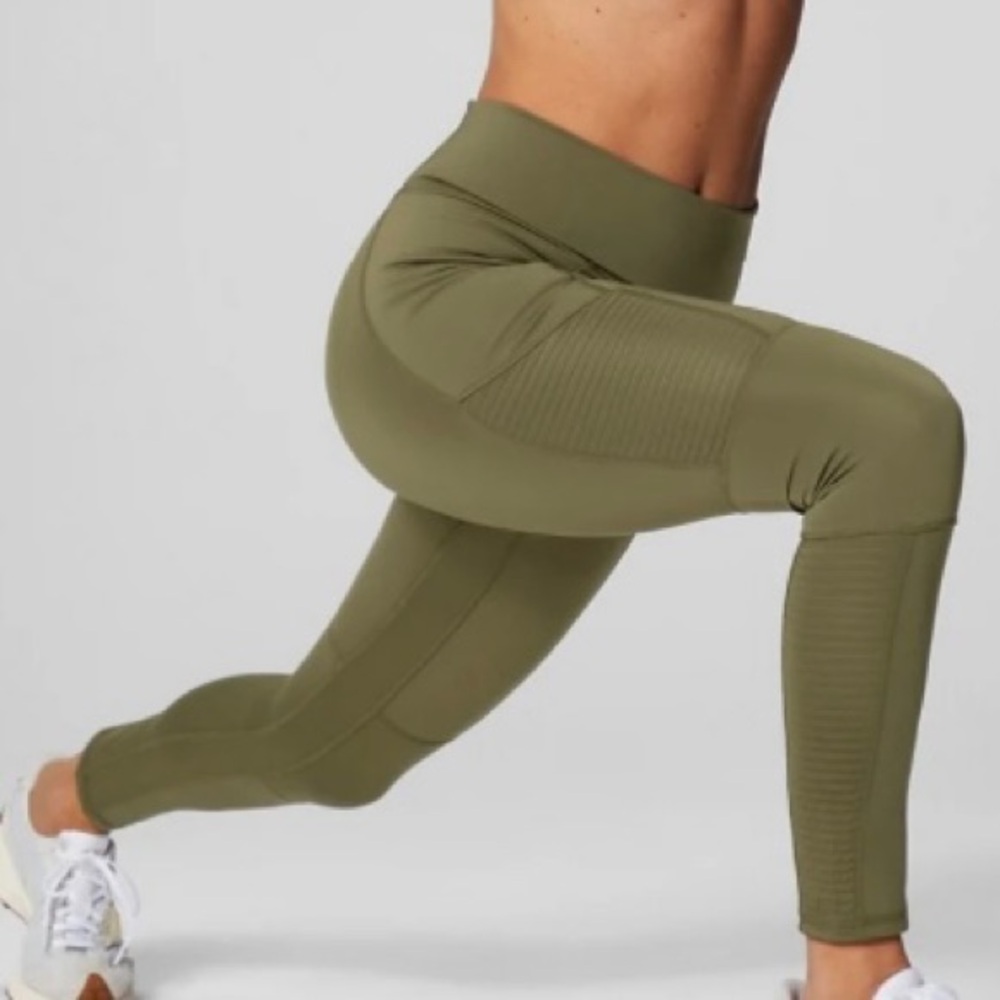Fabletics Motion365+ High-Waisted Moto Legging Dark Moss Large
